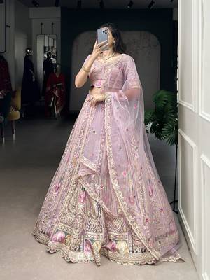 Grace in Every Thread Net Sequins & Embroidered Lehenga Choli 4