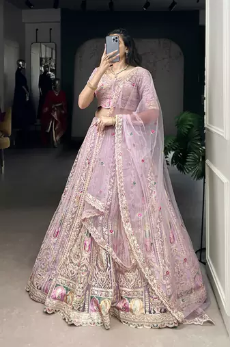 Grace in Every Thread Net Sequins & Embroidered Lehenga Choli