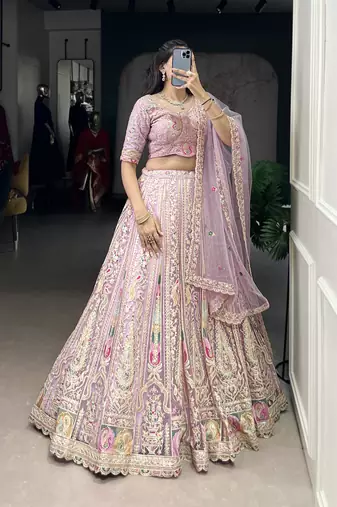 Grace in Every Thread Net Sequins & Embroidered Lehenga Choli