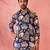 Men's blue rayon kurta - digital printed mid-length casual festive