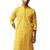 Men yellow linen silk thread embroidered kurta - premium geometric wedding festive wear