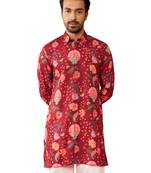 Red rayon kurta - digital printed mid-length casual festive