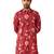 Men's Red rayon kurta - digital printed mid-length casual festive