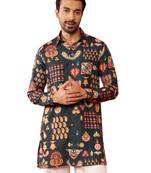 multicolor rayon kurta - digital printed mid-length festive