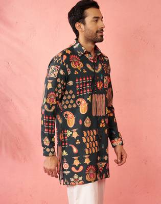 multicolor rayon kurta - digital printed mid-length festive 5