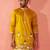 Men's mustard mid-length kurta - silk blend thread embroidered festive wear
