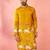 Men's mustard digital print long kurta - rayon cutdana work festive wear