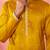 Men's mustard mid-length kurta - silk blend thread embroidered festive wear
