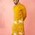 Men's mustard digital print long kurta - rayon cutdana work festive wear