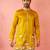 Men's mustard mid-length kurta - silk blend thread embroidered festive wear