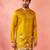 Men's mustard mid-length kurta - silk blend thread embroidered festive wear