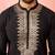 Men's black fine satin hand embroidered kurta - premium pitta work festive wear