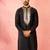 Men's black fine satin hand embroidered kurta - premium pitta work festive wear
