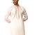 Men off white silk embroidered mid kurta - premium kashmiri stitch wedding wear