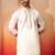 Men off white silk embroidered mid kurta - premium kashmiri stitch wedding wear