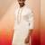 Men off white silk embroidered mid kurta - premium kashmiri stitch wedding wear