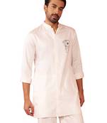 white mid-length kurta - fine satin stone work festive wear