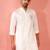 Men's white mid-length kurta - fine satin stone work festive wear