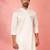 Men's white mid-length kurta - fine satin stone work festive wear