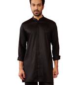 black mid-length kurta - fine satin stone work festive wear