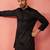 Men's black mid-length kurta - fine satin stone work festive wear