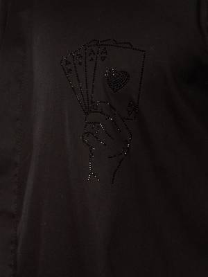 black mid-length kurta - fine satin stone work festive wear 3