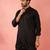 Men's black mid-length kurta - fine satin stone work festive wear