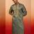 Men's mint green resham embroidered silk kurta - premium festive