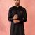 Men's Black kurta - fine satin stone work festive wear