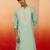 Men's mint green embroidered silk kurta - festive traditional