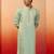 Men's mint green embroidered silk kurta - festive traditional