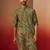 Men green pure muslin bandhani print kurta - traditional digital print festive wear