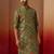 Men green pure muslin bandhani print kurta - traditional digital print festive wear