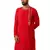 Men red hand embroidered kurta - premium festive wear with zari sequin detail