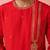 Men red hand embroidered kurta - premium festive wear with zari sequin detail
