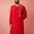 Men red hand embroidered kurta - premium festive wear with zari sequin detail