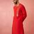 Men red hand embroidered kurta - premium festive wear with zari sequin detail