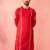 Mens red zardozi embroidered viscose kurta - navratri festive wear