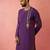 Men purple hand embroidered kurta - premium festive wear with zari sequin work