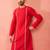 Mens red zardozi embroidered viscose kurta - navratri festive wear