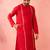 Mens red zardozi embroidered viscose kurta - navratri festive wear