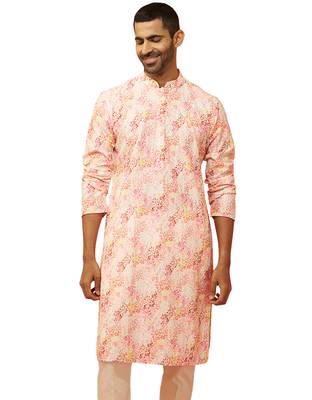 Men multi color cotton floral sequin kurta - premium digital print festive wear 1