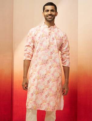 Men multi color cotton floral sequin kurta - premium digital print festive wear 4