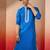 Men's royal blue hand embroidered silk kurta - premium festive