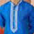 Men's royal blue hand embroidered silk kurta - premium festive