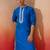 Men's royal blue hand embroidered silk kurta - premium festive
