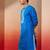 Men's royal blue hand embroidered silk kurta - premium festive
