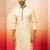 Men cream royal blue silk jacquard kurta - premium zari embroidered wedding wear