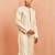 Men cream silk blend long kurta - jacquard maroon motif mandarin collar festive wear