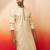 Men cream royal blue silk jacquard kurta - premium zari embroidered wedding wear